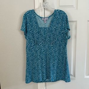 NWT Nine & CO XL blue and white women’s short sleeve top
